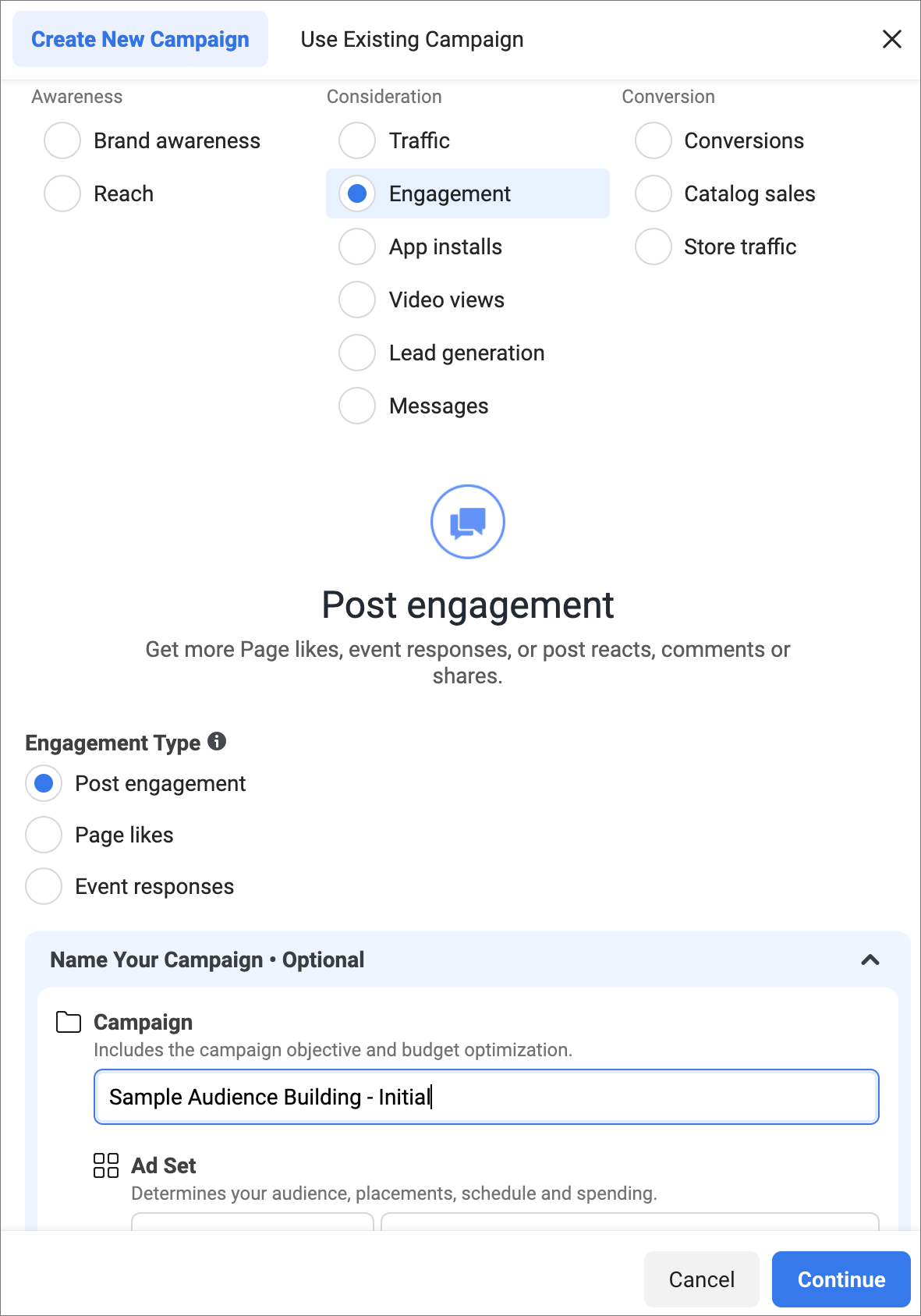 Facebook Campaign - engagement details
